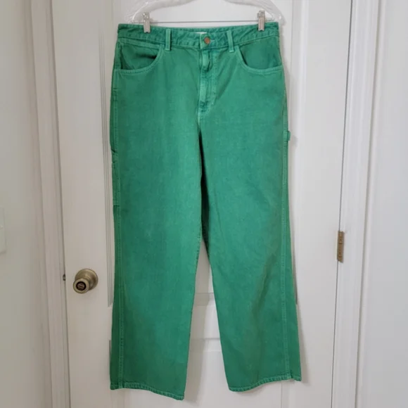 Wrangler Size 32 Green Casey Jones Wide Leg Carpenter Baggy Loose Fit Jeans - Picture 3 of 14